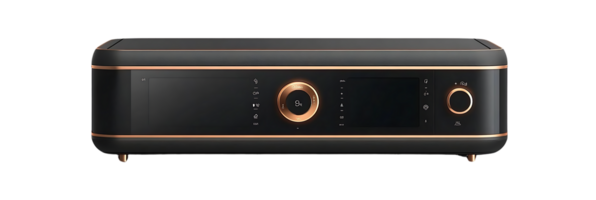 Black and Copper Microwave Oven with Transparent Background, Featuring Sleek Design and Intuitive Controls png