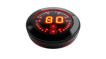 Digital Timer with Red LED Display, Black Background, Transparent Background png