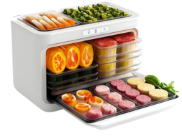 Food Dehydrator with Transparent Background, Drying Fruits, Vegetables, and Meats with Adjustable Temperature and Timer Settings png