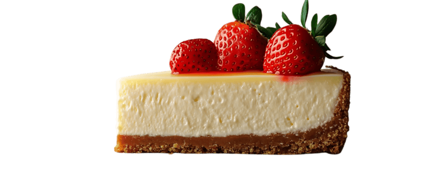 delicioso bolo de queijo com fresco morangos, uma doce e cremoso tratar com uma transparente fundo png