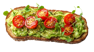 Avocado Toast with Tomatoes and Microgreens, a Delicious and Healthy Breakfast Option with a Transparent Background png