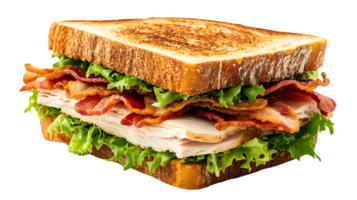 Delicious Turkey Bacon Sandwich with Crispy Lettuce and Toasted Bread, A Perfect Lunch Option with Transparent Background png