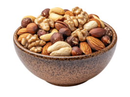 A Bowl of Mixed Nuts with a Transparent Background, a Healthy Snack Option, A Variety of Nuts, Delicious and Nutritious, High in Protein and Fiber, Perfect for a Trail Mix, An Excellent Source of Vitamins and Minerals, Ideal for a Healthy Diet, A Versatil png