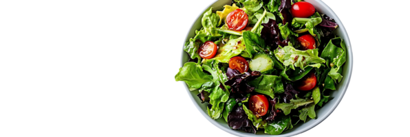 Fresh Green Salad with Cherry Tomatoes and Cucumber, Dressed with a Light Vinaigrette, on a Transparent Background png