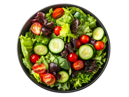 Fresh Green Salad with Tomatoes and Cucumber, a Healthy and Delicious Meal Option,  Featuring a Transparent Background png