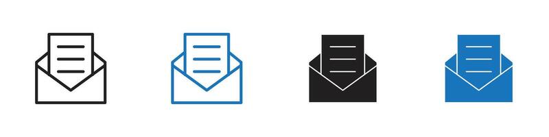 Envelope open icon set outline vector