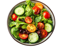 Fresh Green Salad with Tomatoes and Cucumbers, A Delightful and Healthy Meal with Transparent Background png