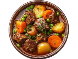 Beef Stew with Carrots, Potatoes, and Peas, A Hearty and Flavorful Dish with a Transparent Background png