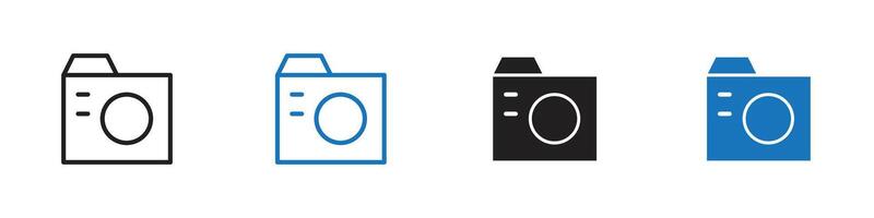 Camera icon set outline vector