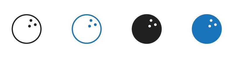 Bowling ball icon set outline vector