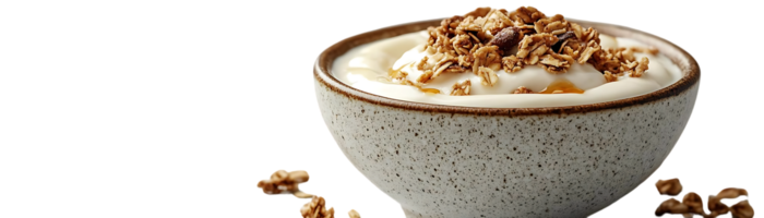 A Bowl of Creamy Yogurt Topped with Crunchy Granola, Drizzled with Honey, and Served on a Transparent Background png