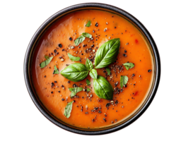 Tomato Basil Soup with Black Pepper, A Delicious and Easy Recipe with Transparent Background png