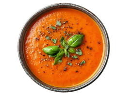 Tomato Soup with Basil and Pepper,  a Delicious and  Easy Recipe with a Transparent Background png