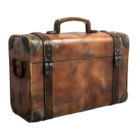 Vintage Leather Suitcase with a Transparent Background, Ideal for Design Projects png