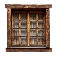Rustic Wooden Window with Transparent Background, a View from the Past with Natural Wood Grain and  Panes png