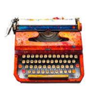 Vintage Typewriter with Colorful Paint Splashes on a Transparent Background png