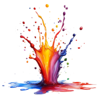 Colorful Paint Splashing on Transparent Background, Vibrant Colors Exploding and Mixing, Creating a Dynamic and Artistic Image png