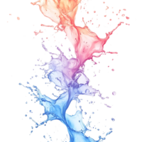 Water Color Splashes with Transparent Background, Vibrant Blue, Red, and Orange Hues Creating a Stunning Visual png