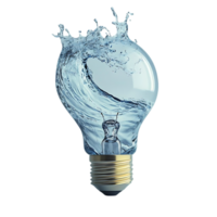 Water Waves Crashing Inside a Light Bulb with a Transparent Background png