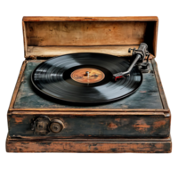 Vintage Wooden Record Player with Transparent Background, A Classic Audio Device for Listening to Vinyl Records, Retro Turntable Design png