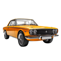 Classic Orange Coupe with Transparent Background - A Vintage Car with Chrome Accents and a Sleek Design png