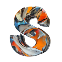 Abstract 3D Letter S with a Transparent Background, Colorful and Shiny, Perfect for Design Projects png