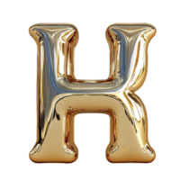 Golden Letter H with Transparent Background, Shiny and Reflective, 3D Render, Isolated on Black, Alphabet, Metallic, Gold Foil, Design Element png
