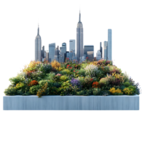 Urban Green Roofs Transform Cityscapes with Vibrant Flowers and Plants, Creating a Tranquil Oasis with a Transparent Background png