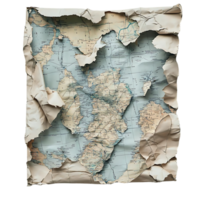 A Torn Map with a Transparent Background Reveals a Detailed Chart of Coastal Regions, Navigational Routes, and Geographical Features. png