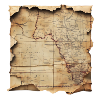 Antique Map of a Region with a Transparent Background, Depicting Geographic Features and Historical Boundaries png