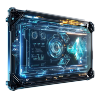 Futuristic Interface Displays Data with Transparent Background and Sci-Fi Elements png