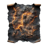Glowing Lava Path on a Rolled Up Parchment, a Dark and Mystical Background with Transparent Background png
