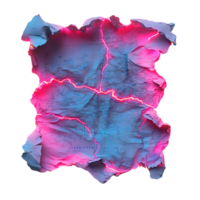 A Crinkled Map Illuminated with Neon Pink Lines, A Surreal Abstract Art Design with a Transparent Background png