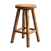 Solid Wood Bar Stool with Transparent Background -  Rustic Design for Kitchen or Pub png