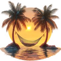 Palm Trees Swaying Gently in a Sunset Hammock Paradise with a Transparent Background png