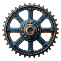 Vintage Gear Wheel with Transparent Background, Steampunk Design, Industrial Cogwheel, Isolated Metal Gear, Rusty Cog, Machine Part,  Gear Element, Clockwork Mechanism, Mechanical Design, Retro Gear,  Industrial Design, Engineering Component, Mechanical G png
