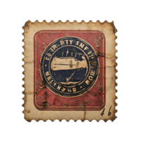 Vintage Postage Stamp with a Transparent Background Featuring a Coffin and Swords, a Symbol of Death and Mortality png