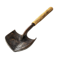 Rusty Shovel with Wooden Handle on a Transparent Background png