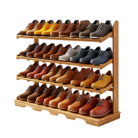 Organize Your Shoe Collection with a Stylish and Functional Wooden Shoe Rack Featuring a Transparent Background png