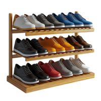Organize Your Shoes with a Stylish Three-Tier Bamboo Shoe Rack, Perfect for Entryways or Closets, Offering a Clean and Efficient Storage Solution png