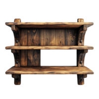 Rustic Wooden Shelf with Transparent Background, Perfect for Displaying Decor and Adding a Touch of Country Charm to Your Home png