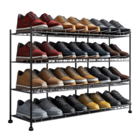 Organize Your Shoes with This 4-Tier Shoe Rack, Featuring a Transparent Background for Easy Viewing png