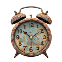 A Rusty Alarm Clock Tells Time with a Transparent Background png