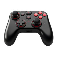 Black Game Controller with Red Buttons and Transparent Background png