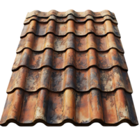 Distressed Clay Roof Tiles with a Transparent Background, Ideal for Architectural Designs and 3D Modeling png