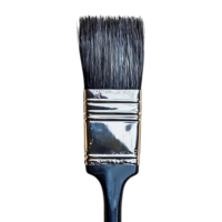 Paint Brush with Transparent Background, A Close-Up View of a Black Paint Brush with Silver Ferrule and Black Handle, Isolated on Transparent Background png
