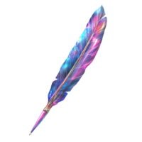 A Cosmic Quill, Penning Dreams on a Transparent Background, Galaxy Inspired Feather Pen with Metallic Nib, Surreal Writing Tool png
