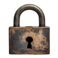 Old Rusty Padlock with Transparent Background, Isolated on Black png