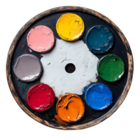 A Circular Palette of Vibrant Colors Arranged on a Wooden Surface with a Transparent Background png