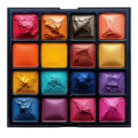 Vibrant Eyeshadow Palette with a Transparent Background - A Colorful Array of Shades for Creative Makeup Looks png